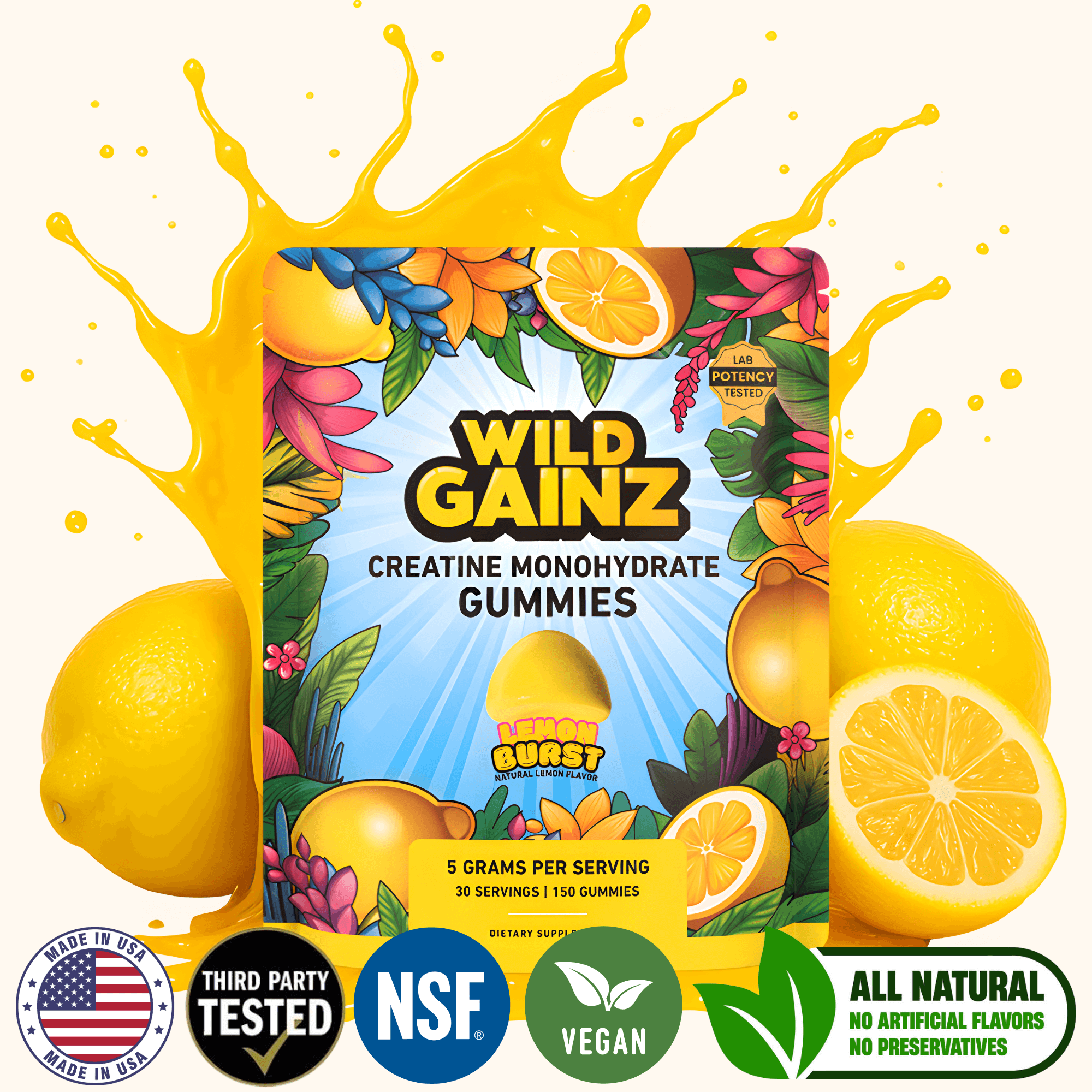 Creatine Gummies - 5g, USA Made, Potency Tested, Monohydrate
