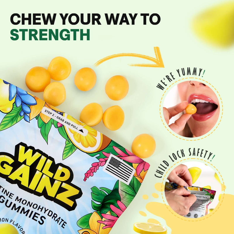 Creatine Gummies - 5g, USA Made, Potency Tested, Monohydrate