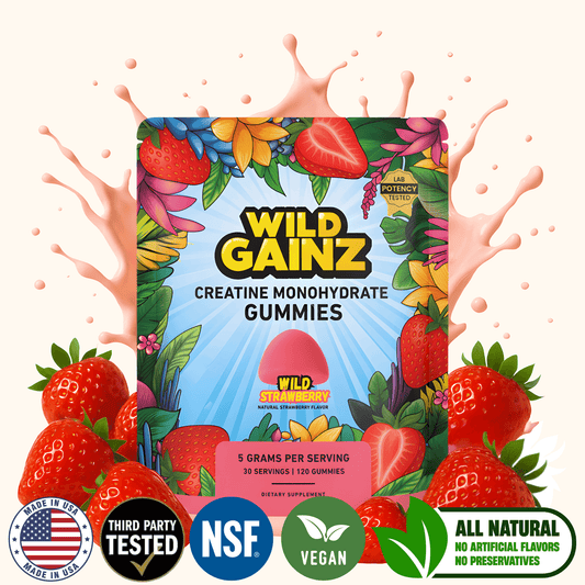 Creatine Gummies (Strawberry) - Made in USA, Potency Tested, 120 Gummies