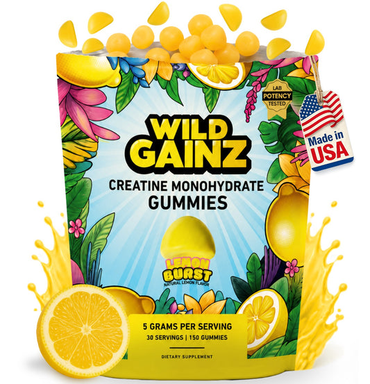 Lemon Creatine Monohydrate Gummies, 5g Serving, 150 Count, Made in USA