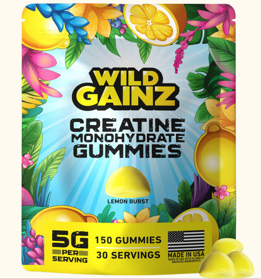 Creatine Monohydrate Gummies - Made in USA, Potency Tested, 5 Grams per serving, 150 Gummies