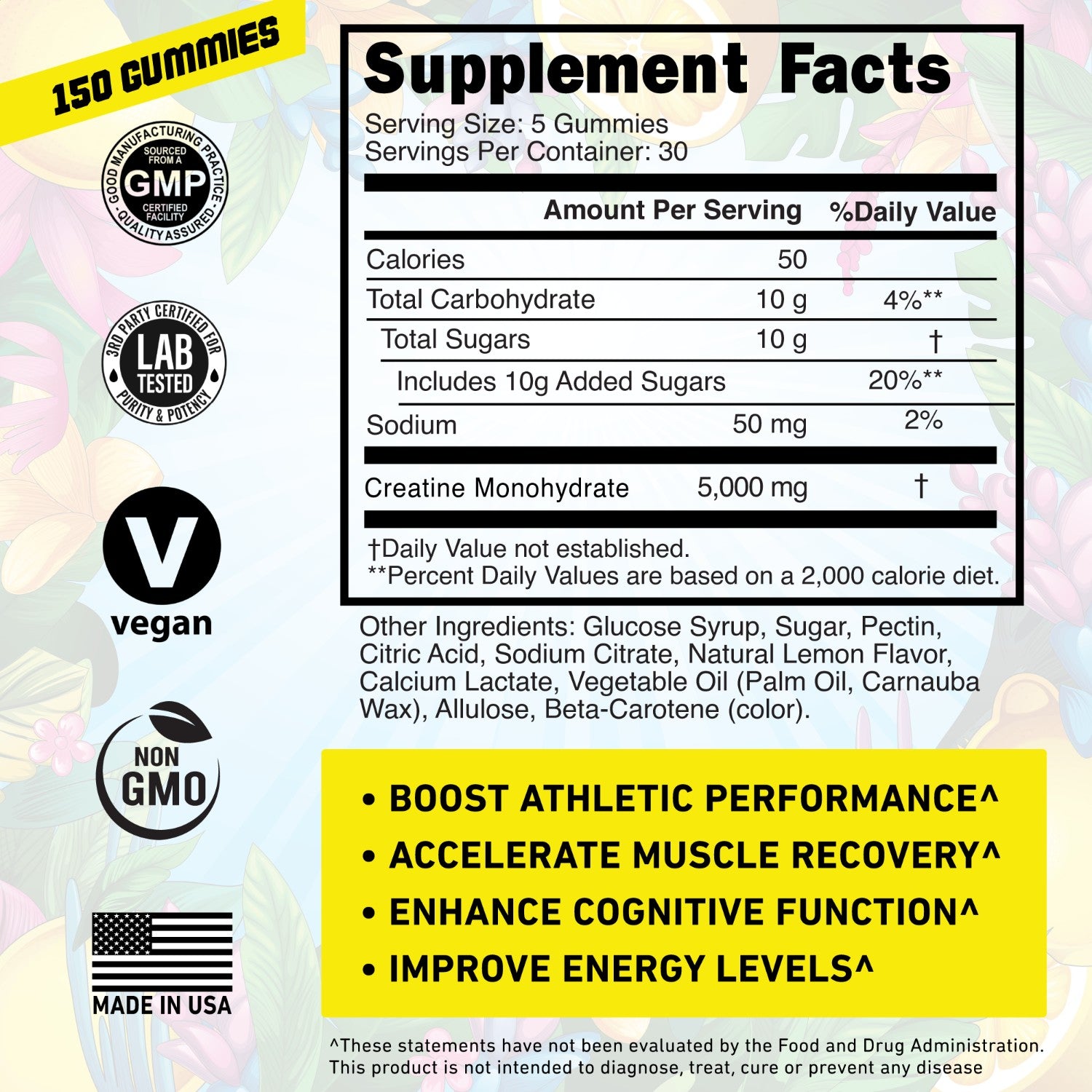 Creatine Gummies - Made in USA, Potency Tested, 150 Gummies